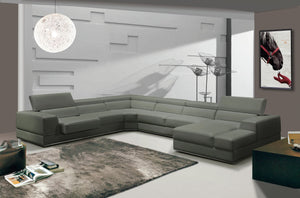 VIG Furniture Divani Casa Pella - Modern Grey Italian Leather U Shaped Sectional Sofa VGCA5106O-GRY-SECT