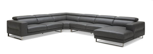 VIG Furniture Divani Casa Hawkey - Contemporary Black Leather RAF Chaise Sectional Sofa VGKK-KF1066-BLK-RAF