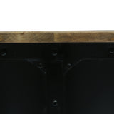 Opheim Industrial Handcrafted Mango Wood Side Table, Natural and Black Noble House