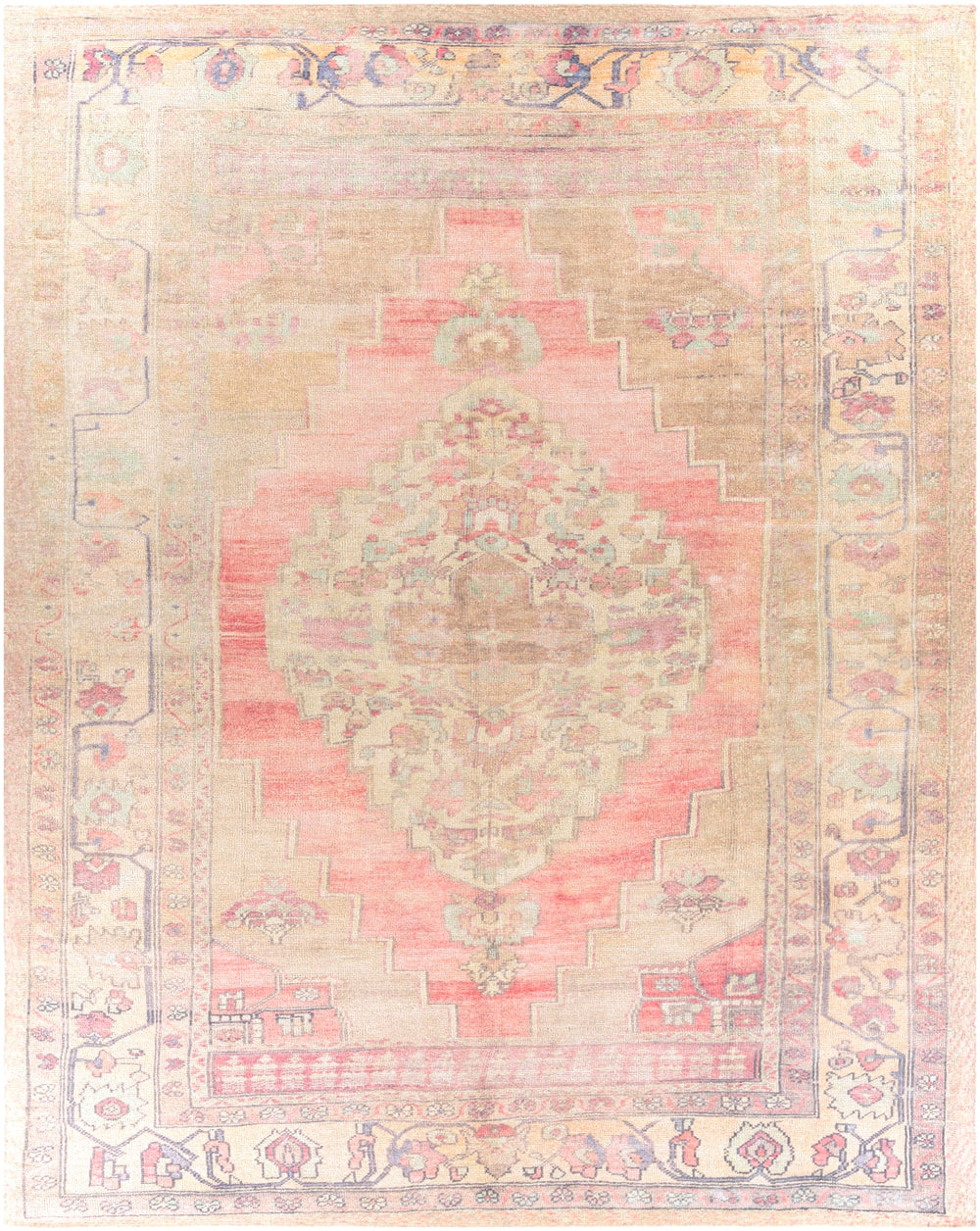 Unique UNQ-2301 Traditional Polyester Rug UNQ2301-86116 Cream, Denim, Peach, Mint, Wheat 100% Polyester 8'6" x 11'6"