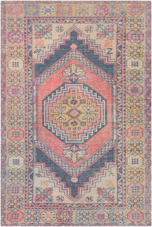 Unique UNQ-2302 Traditional Polyester Rug UNQ2302-86116 Bright Yellow, Bright Pink, Denim, Rose, Medium Gray, Ivory, Olive 100% Polyester 8'6" x 11'6"