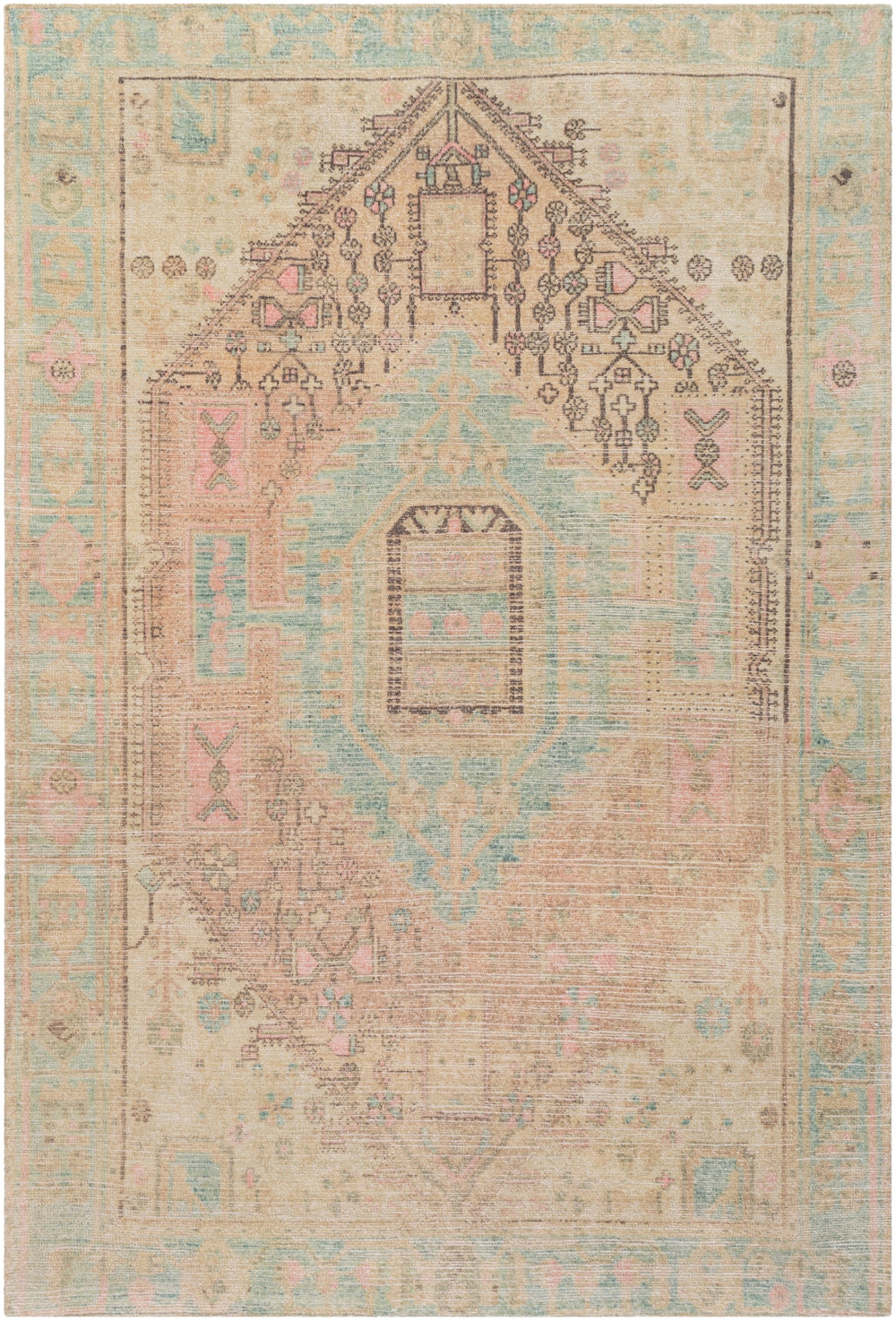 Unique UNQ-2305 Traditional Polyester Rug UNQ2305-86116 Bright Pink, Lime, Charcoal, Beige, Cream, Dark Green, Emerald 100% Polyester 8'6" x 11'6"