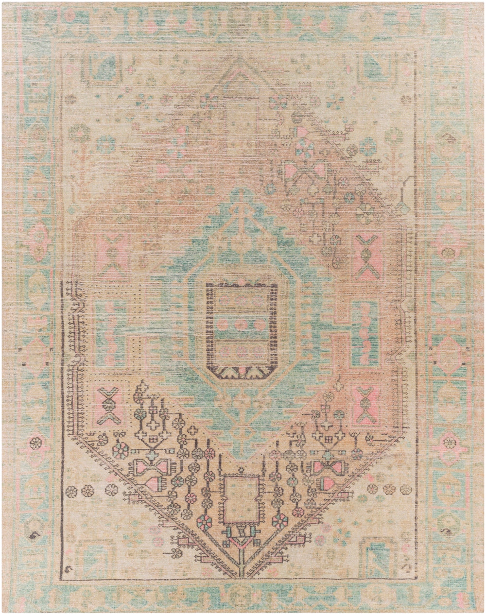 Unique UNQ-2305 Traditional Polyester Rug UNQ2305-86116 Bright Pink, Lime, Charcoal, Beige, Cream, Dark Green, Emerald 100% Polyester 8'6" x 11'6"