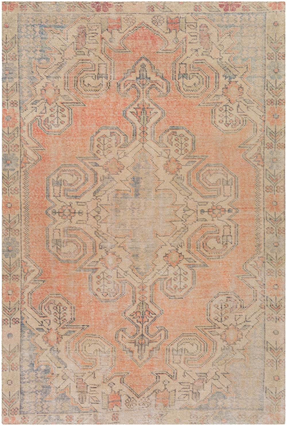 Unique UNQ-2307 Traditional Polyester Rug UNQ2307-86116 Peach, Beige, Cream, Lime, Charcoal 100% Polyester 8'6" x 11'6"