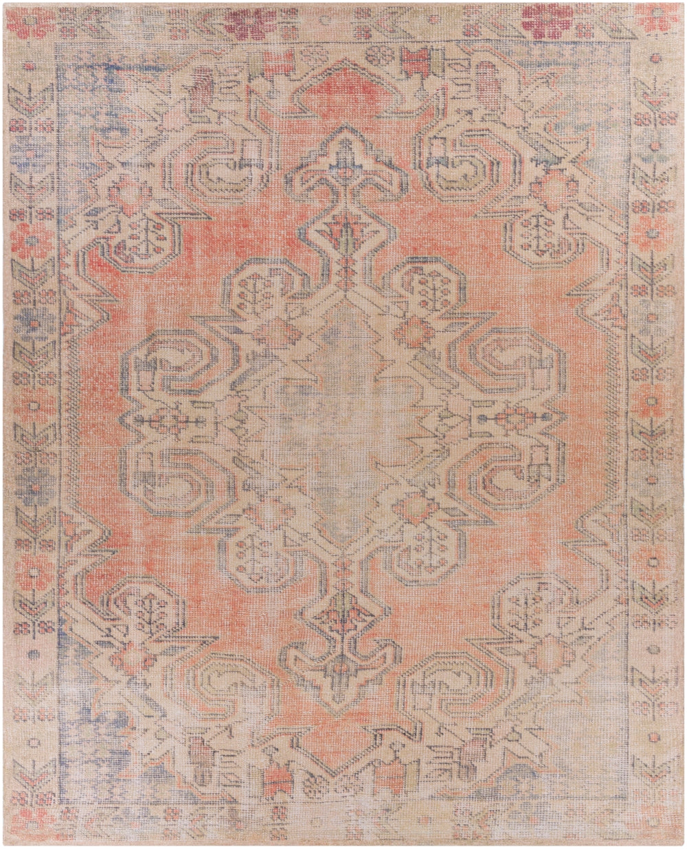 Unique UNQ-2307 Traditional Polyester Rug UNQ2307-86116 Peach, Beige, Cream, Lime, Charcoal 100% Polyester 8'6" x 11'6"