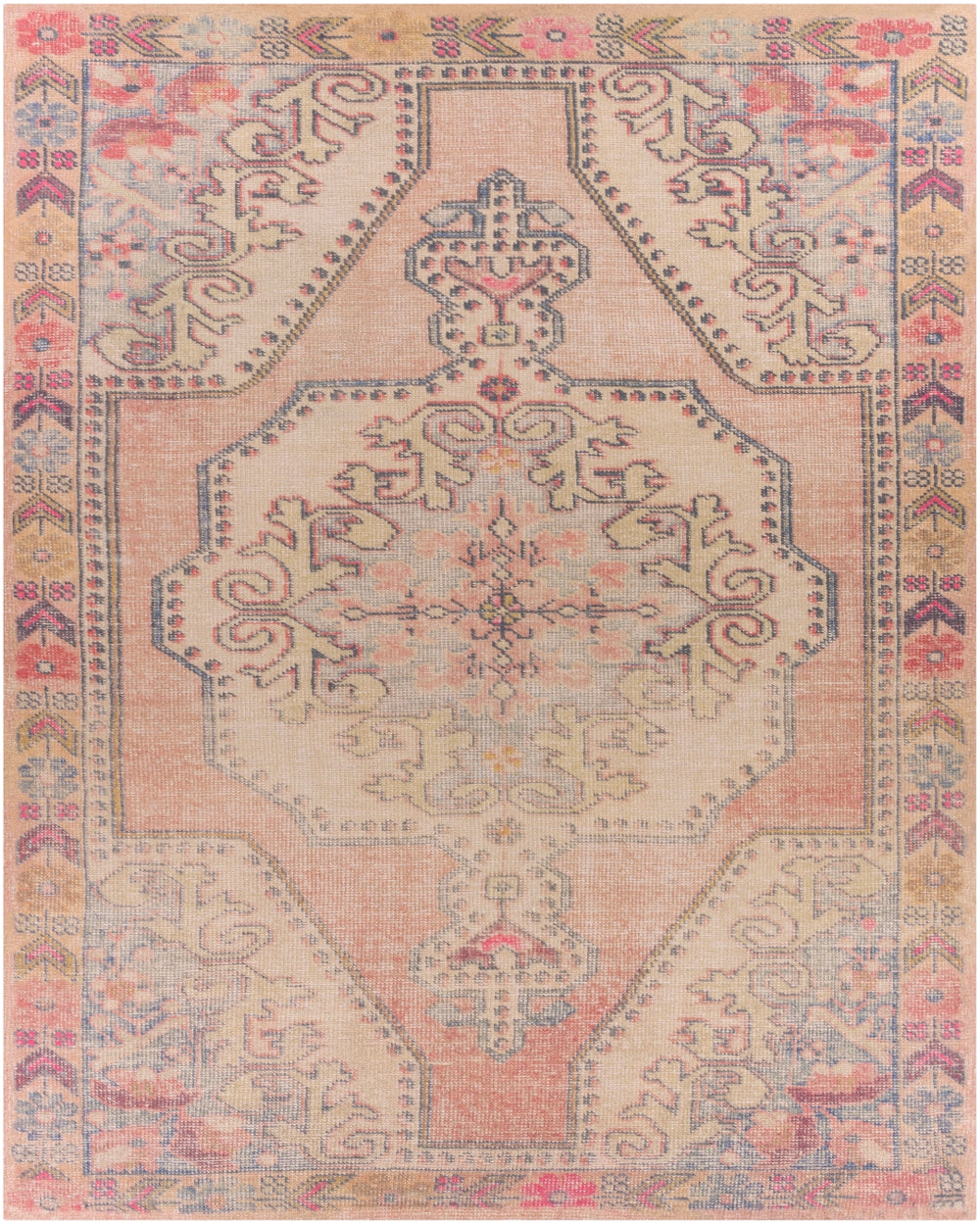 Unique UNQ-2313 Traditional Polyester Rug UNQ2313-86116 Bright Orange, Wheat, Ivory, Charcoal, Bright Pink, Burnt Orange, Denim, Saffron, Bright Red 100% Polyester 8'6" x 11'6"