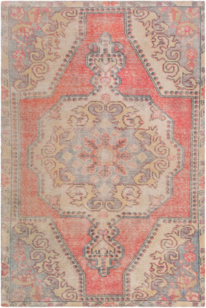 Unique UNQ-2315 Traditional Polyester Rug UNQ2315-86116 Coral, Light Gray, Charcoal, Wheat, Ivory, Bright Yellow 100% Polyester 8'6" x 11'6"