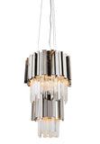 Bethel Shiny Nickel Chandelier in Metal & Crystal