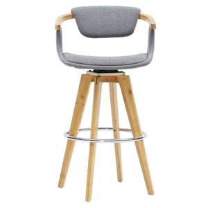 Darwin 360-Degree Swivel Counter Stool - Chic Mid-Century Design with Bamboo Legs and Linen Upholstery