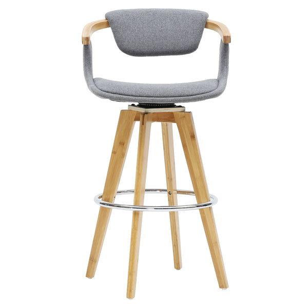 Darwin 360-Degree Swivel Counter Stool - Chic Mid-Century Design with Bamboo Legs and Linen Upholstery