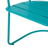 Santa Monica Outdoor Matte Teal Finished Iron Bistro Set Noble House