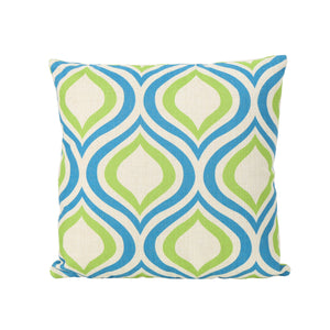 Phuket Outdoor Ikat Water Resistant 18" Square Pillow, Blue and Green Ikat Noble House