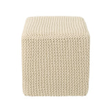 Tessie Knitted Foot Stool, Beige Noble House