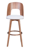 Zuo Modern Anton 100% Polyester, MDF, Rubberwood Scandinavian Commercial Grade Barstool Set - Set of 2 Walnut, Light Gray 100% Polyester, MDF, Rubberwood