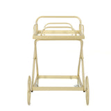 Perley Indoor Traditional Iron and Glass Bar Cart, Gold Noble House