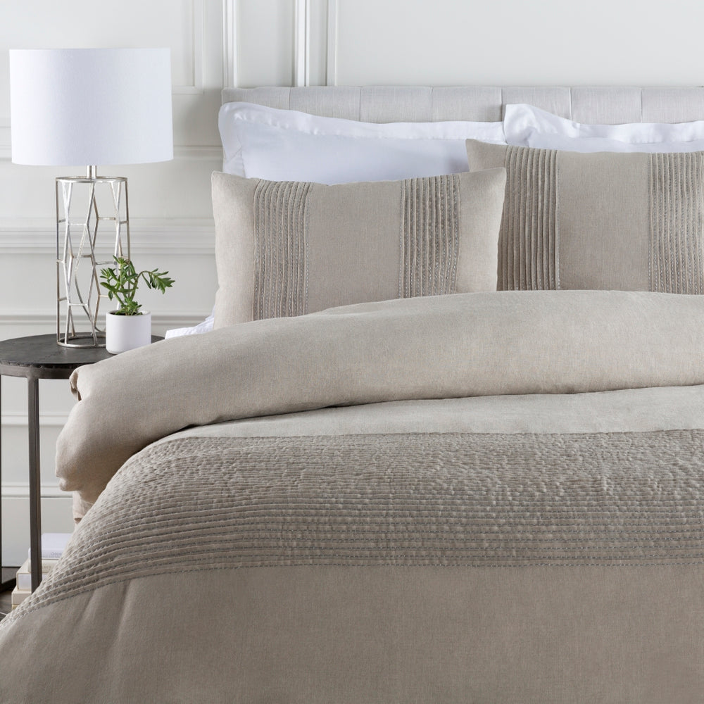 Upton UPT-8000 Modern Linen Bedding UPT8000-ES Light Gray, Metallic - Silver 100% Linen 26"W x 26"L