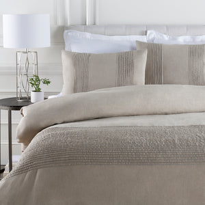 Upton UPT-8000 Modern Linen Bedding UPT8000-KSET Light Gray, Metallic - Silver 100% Linen 108"W x 92"L,20"W x 36"L