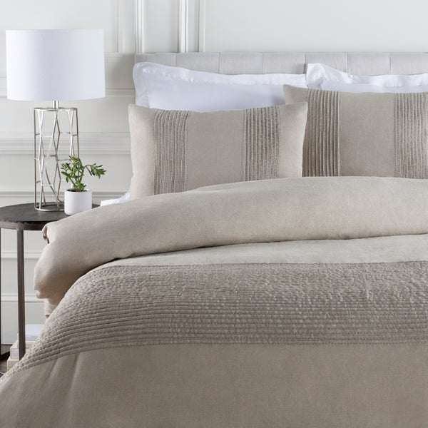 Upton UPT-8000 Modern Linen Bedding UPT8000-KSET Light Gray, Metallic - Silver 100% Linen 108"W x 92"L,20"W x 36"L