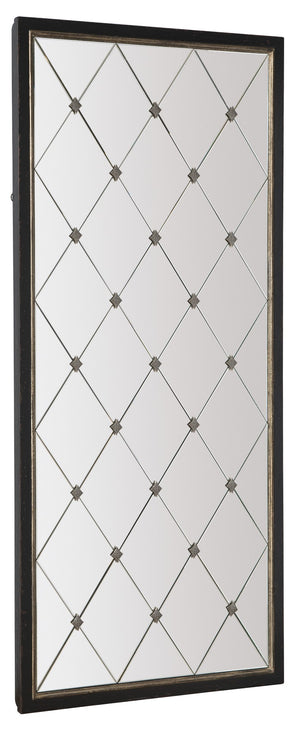 Hooker Furniture Melange Traditional/Formal Poplar and Hardwood Solids with Silver Leaf and Mirror Cecilia Floor Mirror 638-50457-99