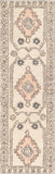 Urfa URF-2302 Traditional Wool Rug URF2302-268 Peach, Camel, Cream, Light Gray, Dark Blue, Medium Gray, Charcoal 100% Wool 2'6" x 8'
