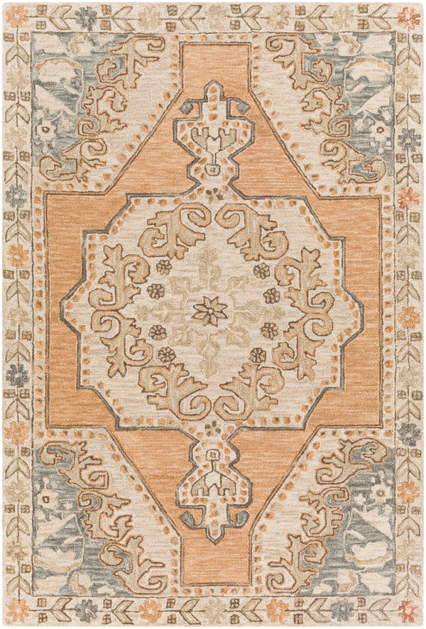 Urfa URF-2308 Traditional Wool Rug URF2308-81012 Beige, Khaki, Camel, Peach, Light Gray, Medium Gray, Dark Brown 100% Wool 8'10" x 12'