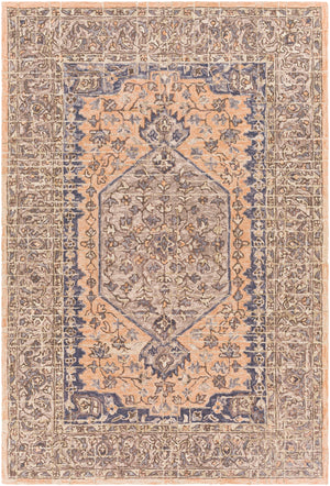Urfa URF-2309 Traditional Wool Rug URF2309-81012 Peach, Taupe, Medium Gray, Charcoal, Beige, Khaki 100% Wool 8'10" x 12'