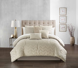 Meredith Beige King 6pc Comforter Set