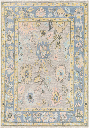 Ushak USK-2303 Traditional Wool Rug USK2303-81012 Denim, Butter, Blush, Light Gray, Sage, Ice Blue 100% Wool 8'10" x 12'