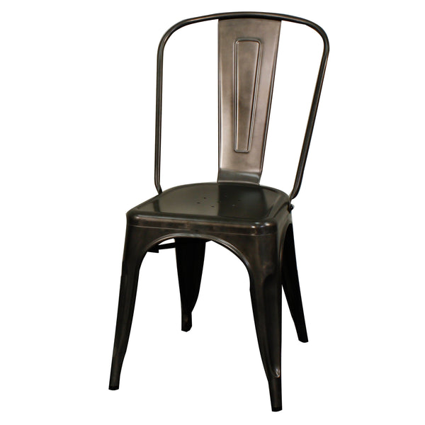 Metropolis Metal Side Chair Set of 4 - Classic Bistro Style for Dining Room or Café Decor