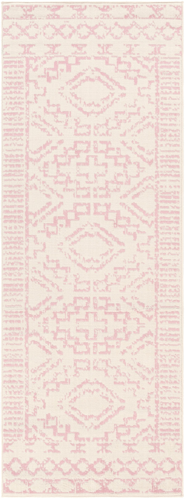 Ustad UST-2313 Global Polypropylene Rug UST2313-2773 Pale Pink, Cream 100% Polypropylene 2'7" x 7'3"