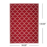 Thornhill Indoor/ Outdoor Geometric 8 x 11 Area Rug, Red and Ivory Noble House