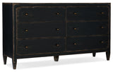 Hooker Furniture CiaoBella Casual Ciao Bella Six-Drawer Dresser- Black in Poplar and Hardwood Solids with Maple Veneer, Cedar, Felt Panel and Jewelry Tray 5805-90002-99