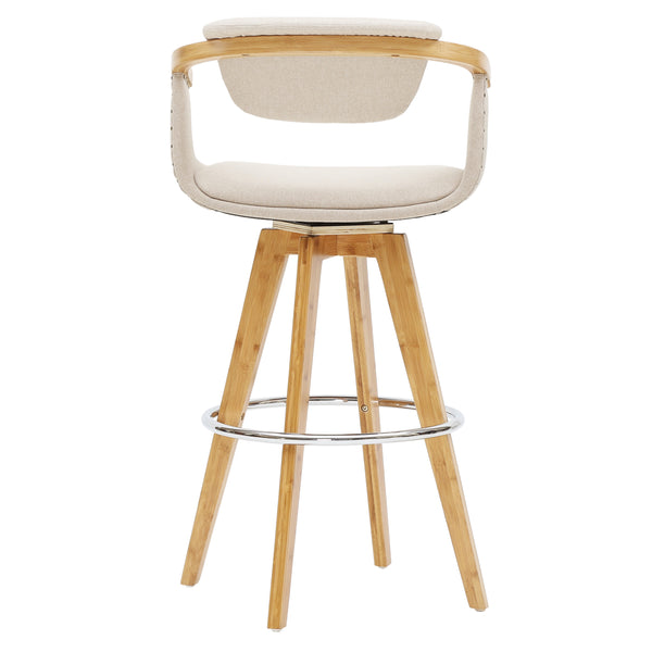 Darwin 360-Degree Swivel Counter Stool - Chic Mid-Century Design with Bamboo Legs and Linen Upholstery