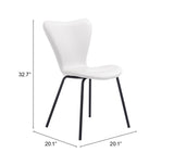 Zuo Modern Torlo 100% Polyurethane, Steel, Plywood Modern Commercial Grade Dining Chair Set - Set of 2 White 100% Polyurethane, Steel, Plywood