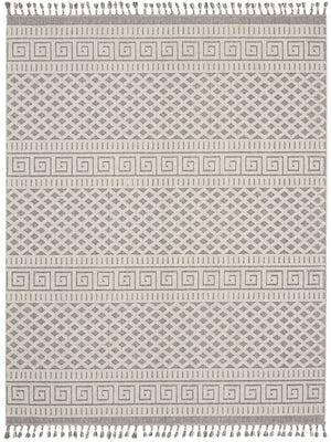 Nourison Elwood ELW05 Modern & Contemporary Machine Made Power-loomed Indoor only Area Rug Ivory/Slate 9' x 12'2" 99446885692