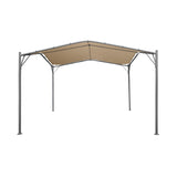 Poppy Outdoor 11.5' x 11.5' Modern Gazebo Canopy, Beige and Silver Noble House