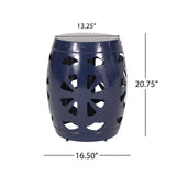 Sheila Outdoor Metal Side Table, Navy Blue Noble House