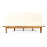 Jill Outdoor Acacia Wood Convertible Daybed with Cushion, Teak and Beige Noble House