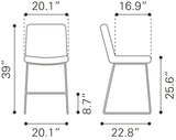 English Elm EE2918 100% Polyurethane, Plywood, Steel Modern Commercial Grade Counter Chair Set - Set of 2 White 100% Polyurethane, Plywood, Steel
