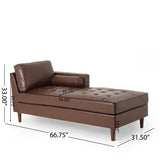 Noble House Malinta Contemporary Tufted Upholstered Chaise Lounge, Dark Brown and Espresso