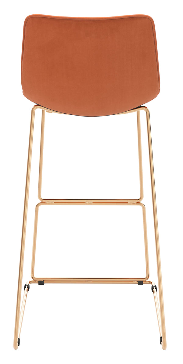 Zuo Modern Adele 100% Polyester, Plywood, Steel Modern Commercial Grade Barstool Set - Set of 2 Orange, Gold 100% Polyester, Plywood, Steel