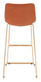 Zuo Modern Adele 100% Polyester, Plywood, Steel Modern Commercial Grade Barstool Set - Set of 2 Orange, Gold 100% Polyester, Plywood, Steel