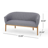 Galena Mid-Century Fabric Loveseat, Charcoal Noble House