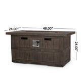 Arnton Outdoor 40,000 BTU Rectangle Fire Pit, Brown Wood Noble House