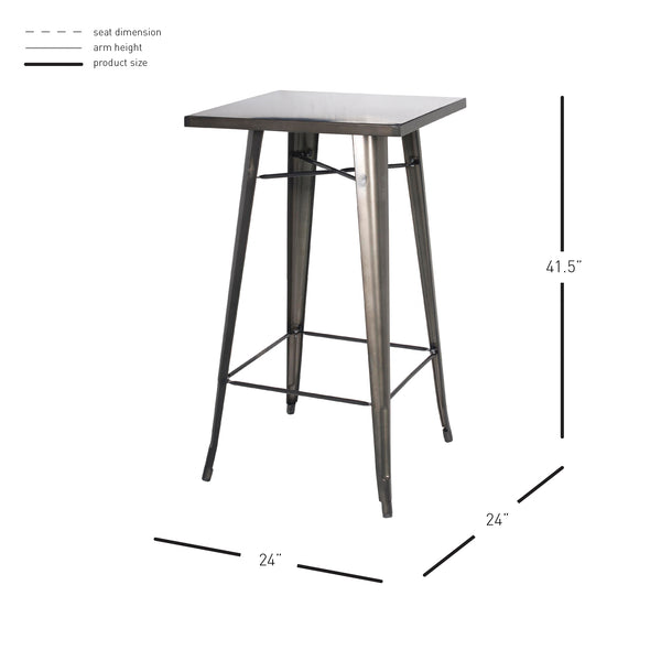 Metropolis Bar Table - Stylish Gunmetal Bistro Table for Modern Spaces, Sturdy & Elegant Design