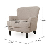 Hartshorn Contemporary Boucle Upholstered Club Chair, Stone and Matte Black Noble House