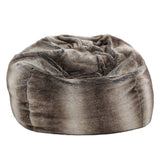 3 Ft Faux Fur Beanbag, Gray Taupe Noble House