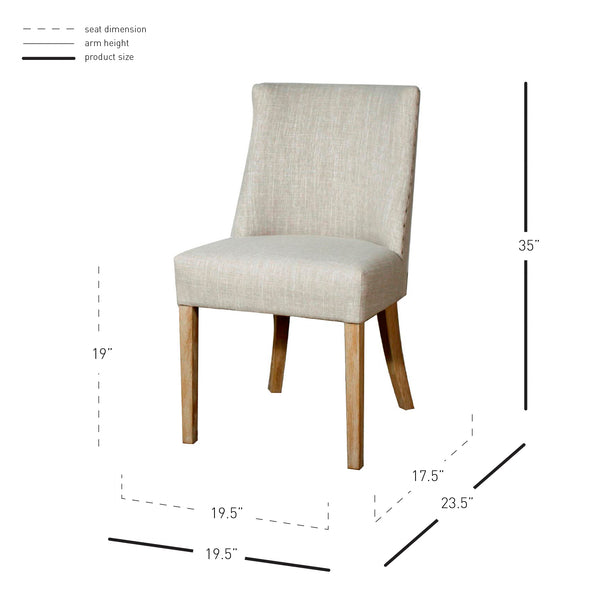 New Paris Fabric Chair - Set of 2 Rice