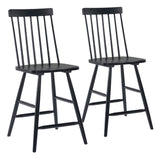 English Elm EE2727 Rubberwood Transitional Commercial Grade Counter Chair Set - Set of 2 Black Rubberwood