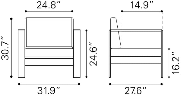 Zuo Modern Cosmopolitan 100% Olefin, Aluminum, Polyethylene Modern Commercial Grade Arm Chair Dark Gray, Silver 100% Olefin, Aluminum, Polyethylene